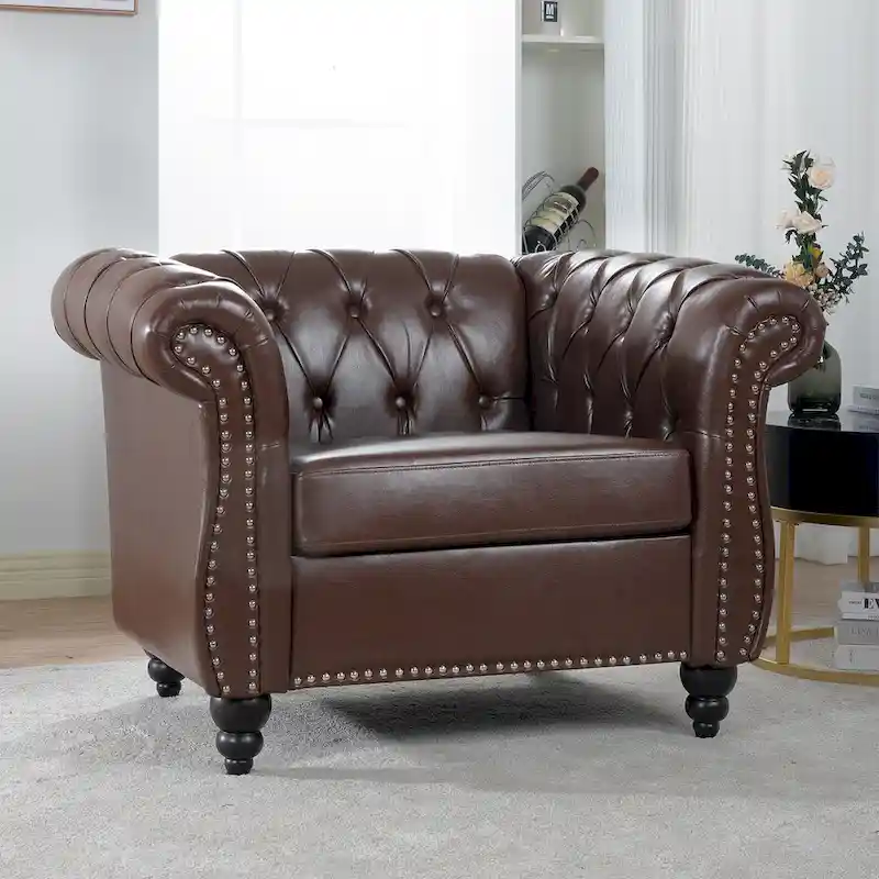 Christopher Knight Home- Winston PU Leather Chesterfield Club Chair