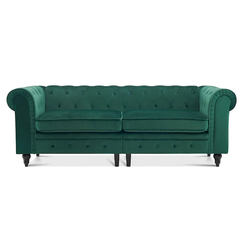 Modern Quilted Club Sofa with Oak Legs