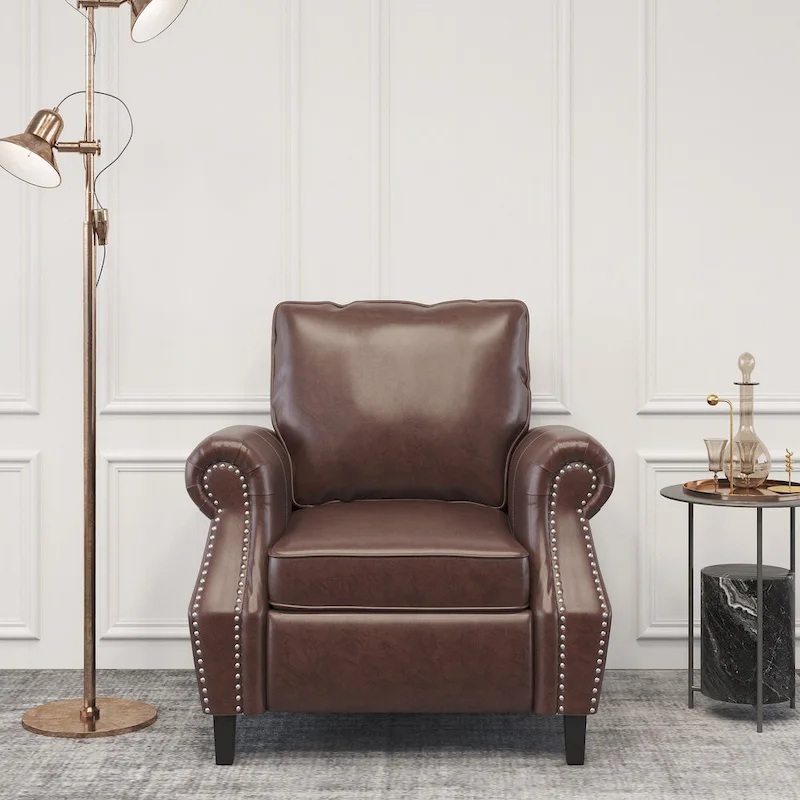 Dowd Faux Leather Club Chair with Nailhead Trim by Christopher Knight Home