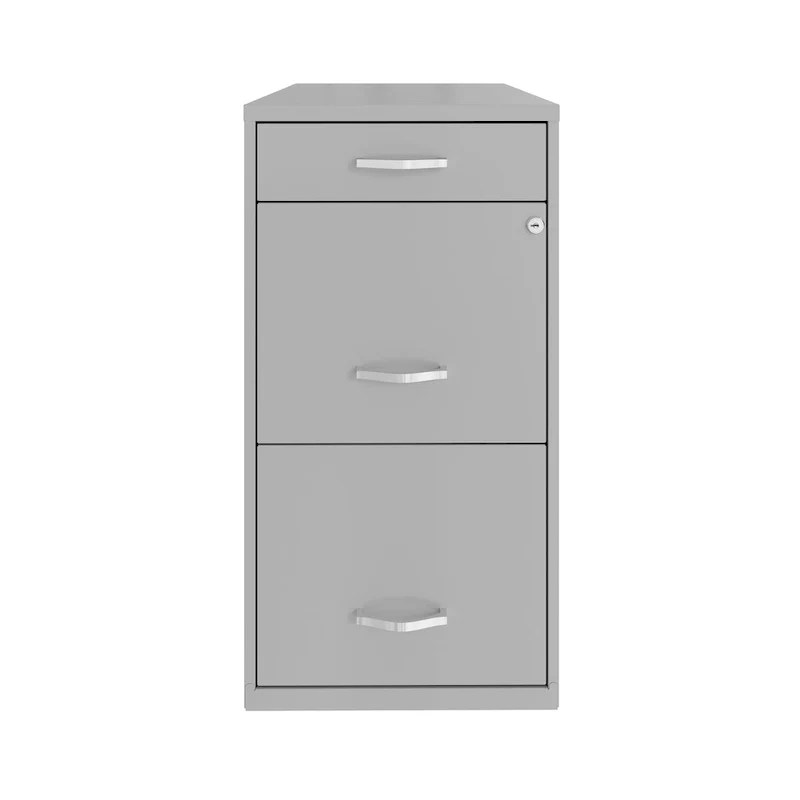 18 Deep 3 Drawer Metal File Cabinet - Arctic Silver