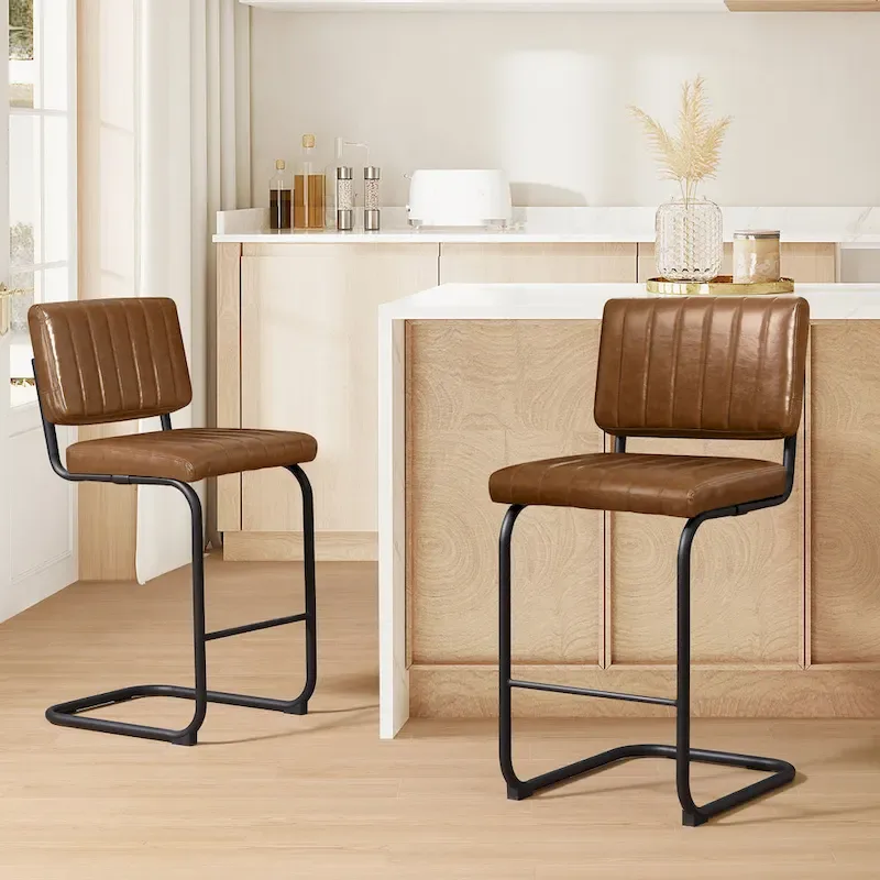 Art Leon Rustic Upholstered Counter Height Bar Stools (Set of 2)