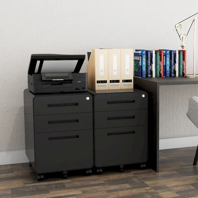3-drawer Steel Filing Cabinets with Lock Mobile Under Desk Fully Assembled Cabinet