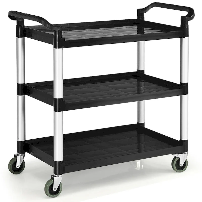 3-Shelf Utility Service Cart Aluminum Frame 490lbs Capacity w/