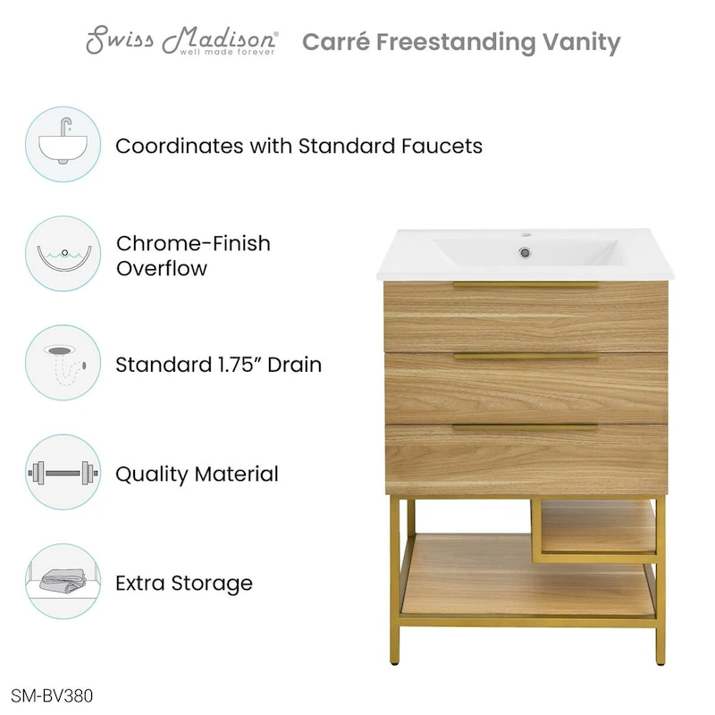 Carre 24 Bathroom Vanity in Oak