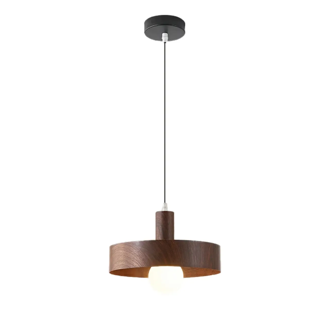 Cylinder Brown Wood Kitchen Adjustable Pendant Light