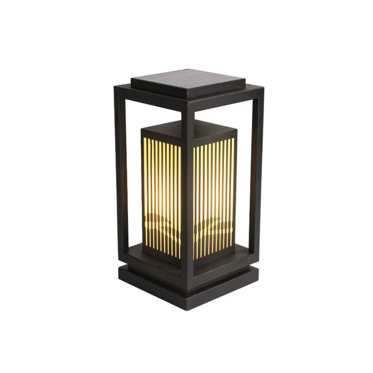 Black Vertical Rectangle Solar Outdoor Post Lights