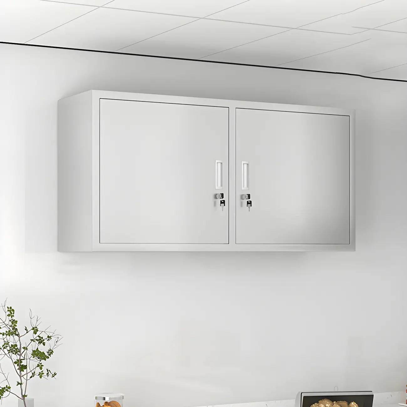 Elegant Stainless Steel Wall-Mounted Display Cabinet