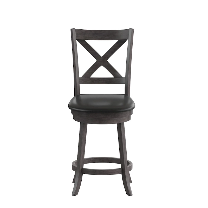 Modern Ladderback Wooden Upholstered Swivel Counter Height Stool