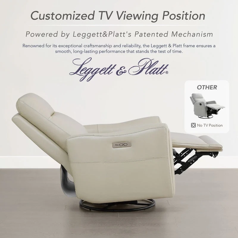 Farley Power Swivel Genuine Leather Recliner Chair Nursery Glider