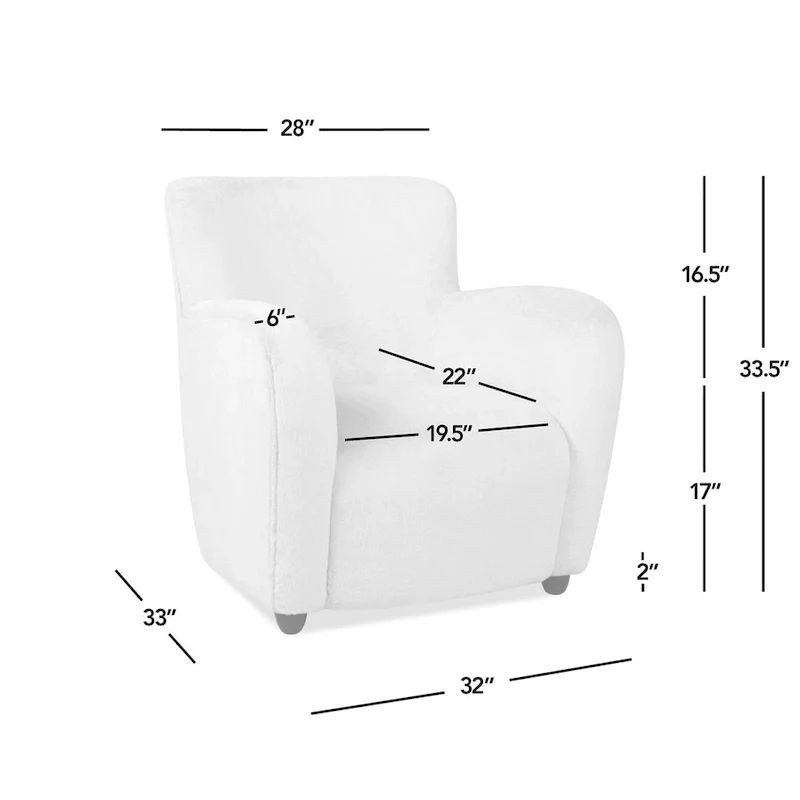 32 Transitional Faux Fur Upholstered Curved Arm Accent Chair