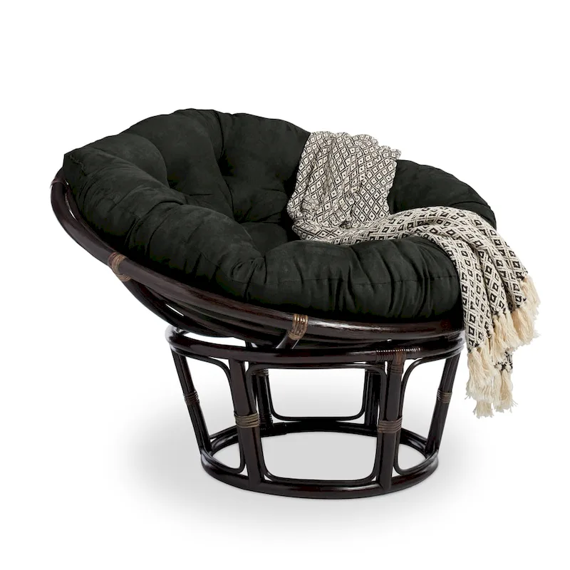 Bali 42-inch Rattan Papasan Chair with Microsuede Cushion