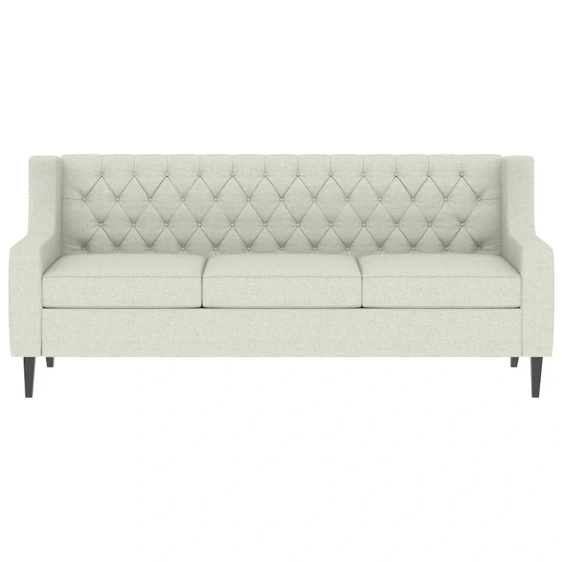Naro Mid-Century Modern Fabric 3-Seater Sofa with Tufted Backrest by Christopher Knight Home