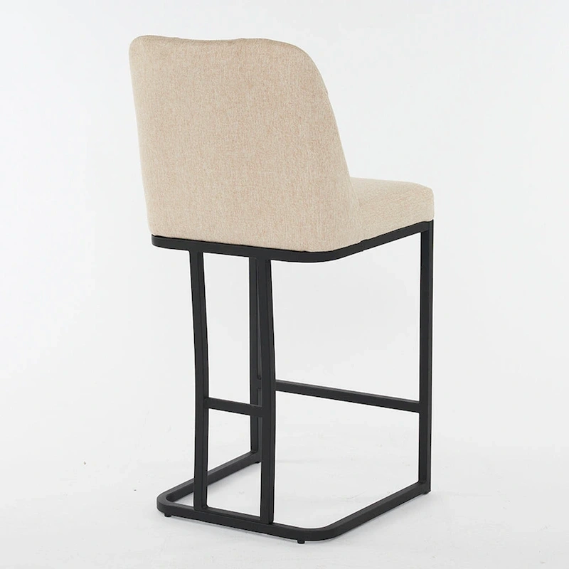 Upholstered Bar Stools Set of 2, Counter Height Bar Stools with Button-Tufted Backrest, Kitchen Island Chairs with Metal Frame