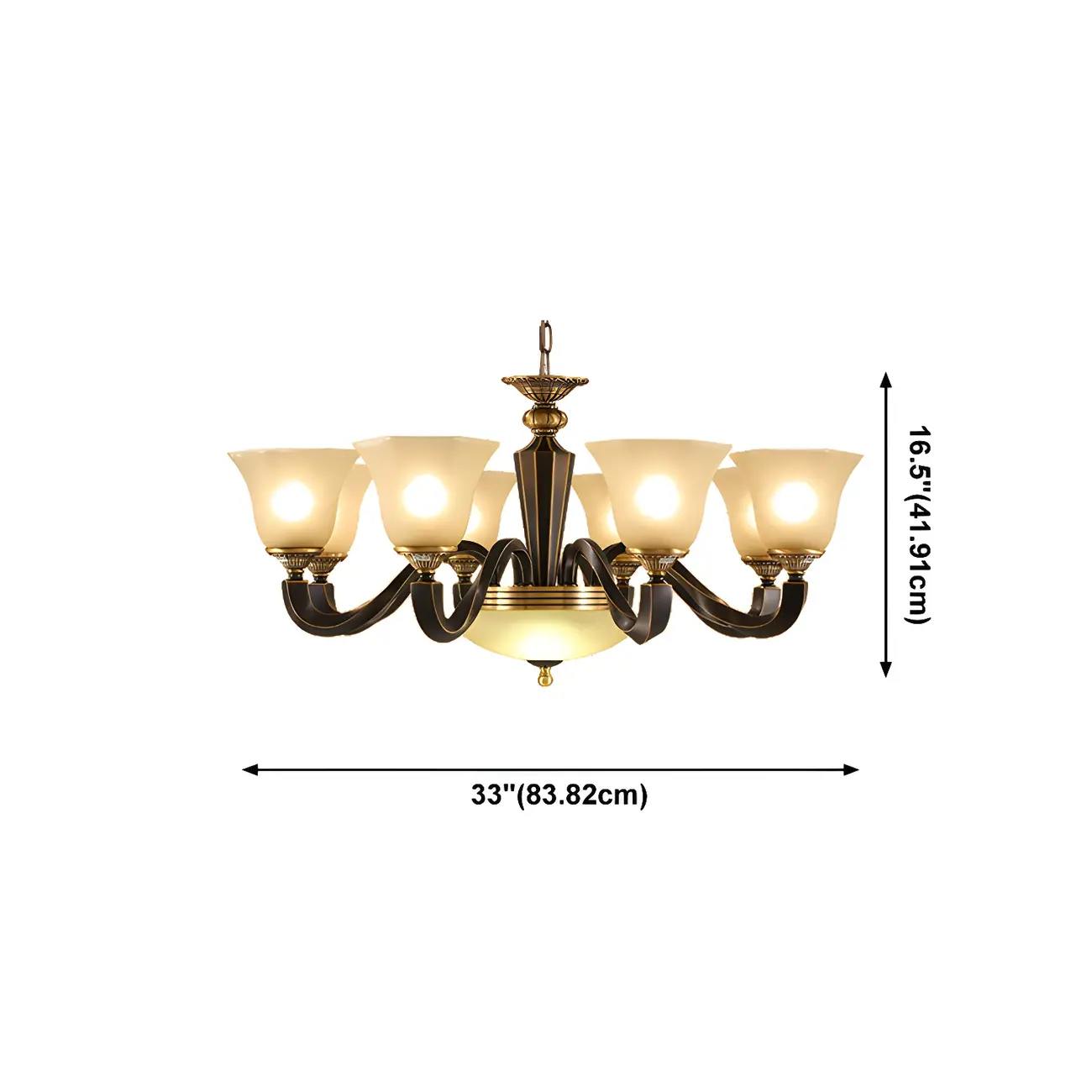 Black Glass Curved Metal Classic Chandelier Light