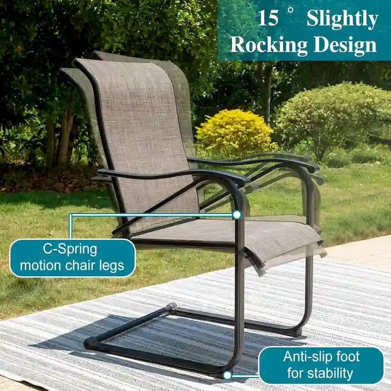 5-Pieces Patio Dining Set, Including 1 Steel Frame Table with Umbrella Hole and 4 C spring Patio Chair