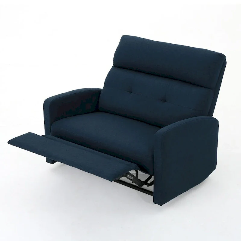 Modern Fabric Double Seat Recliner Chair with Plush Cushions by Christopher Knight Home