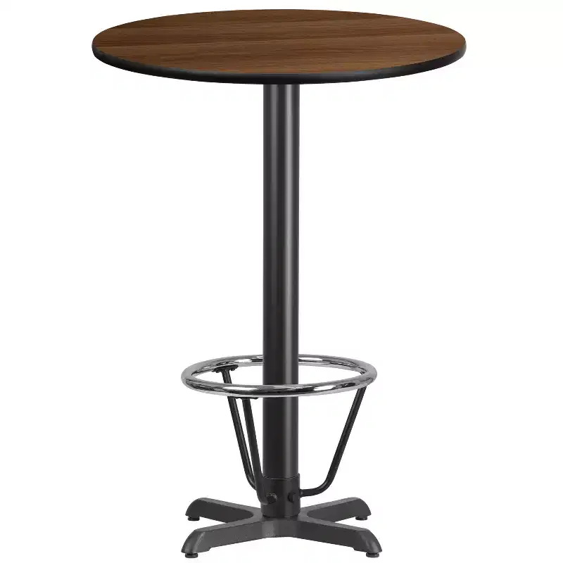Emma and Oliver 30 Round Laminate Bar Table with 22x22 Foot Ring Base