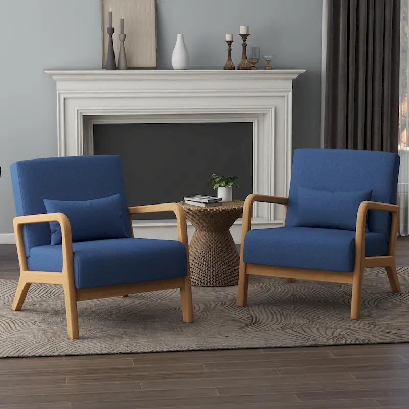 Upholstered Armchair Leisure Chair Accent Chairs Set of 2 with Pillow