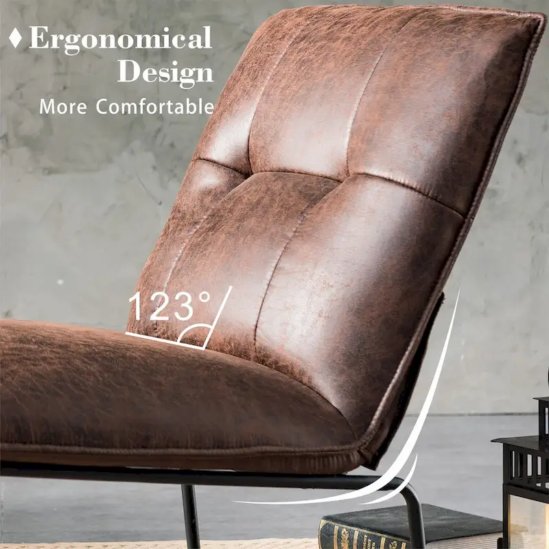 OVIOS Mid-Century Suede Fabric Armless Accent Chair