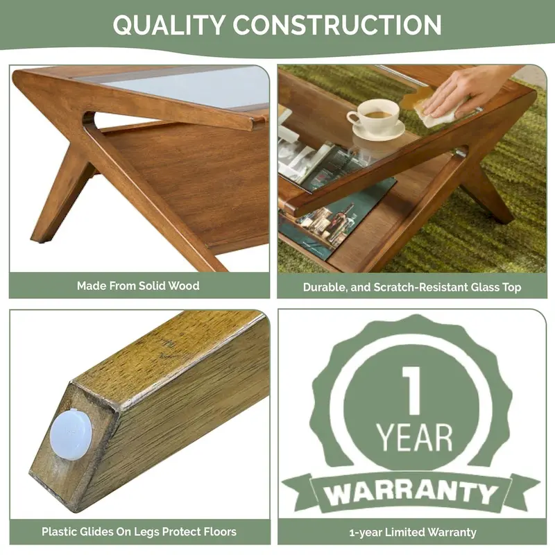 INK+IVY Rocket wood & tempered glass coffee table