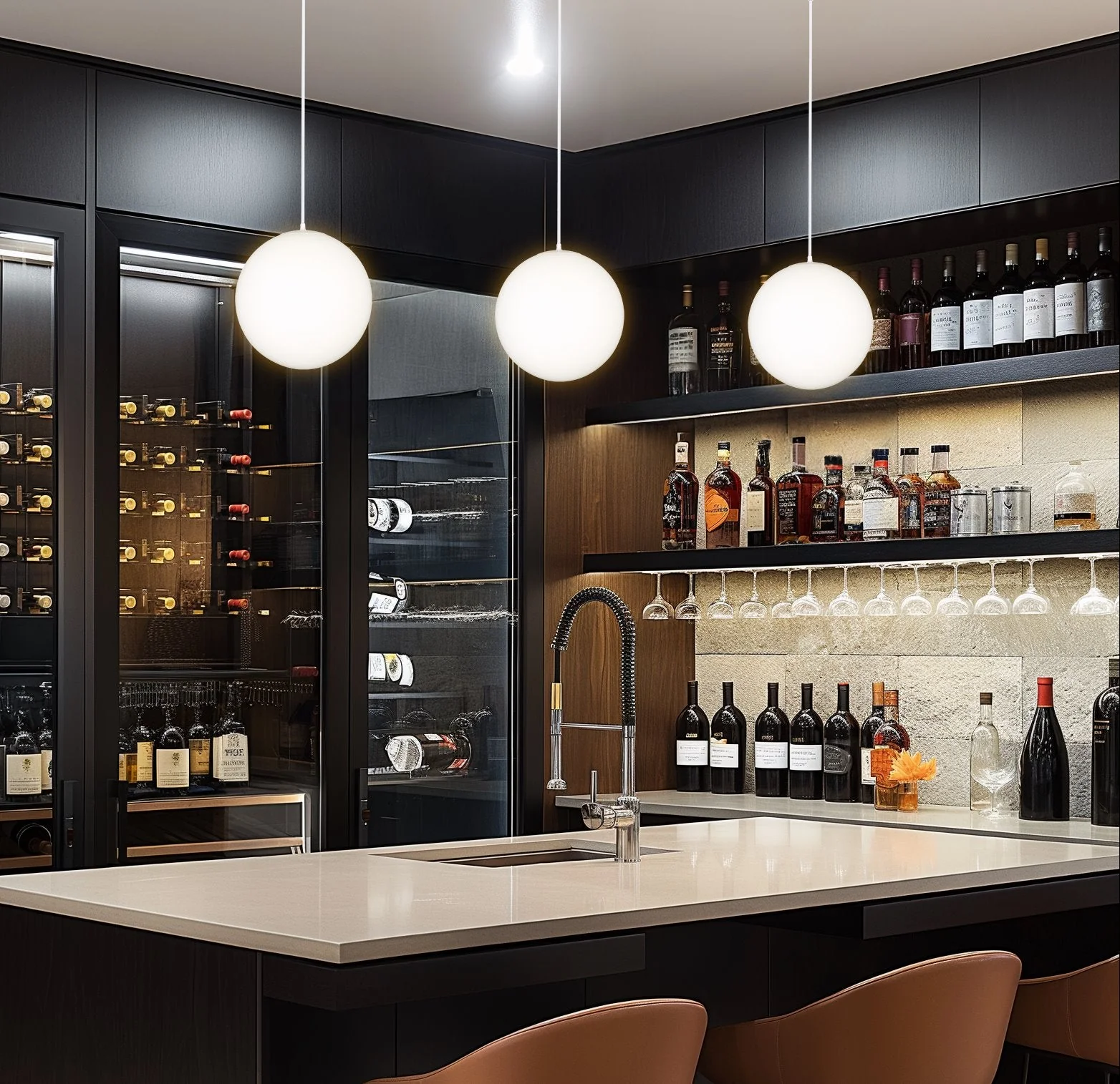 Ceres 8 Mid-Century Modern Hanging Orb Pendant Light