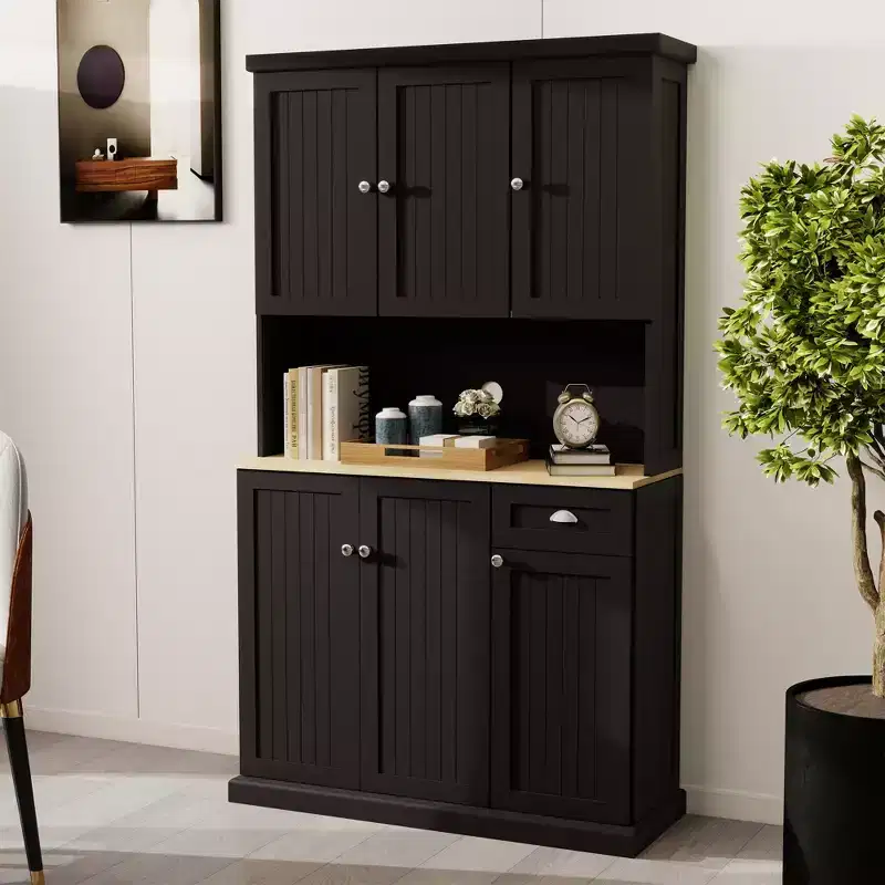 AndMakers Wood 39.76 in. Pantry Cabinet with Adjustable Shelves
