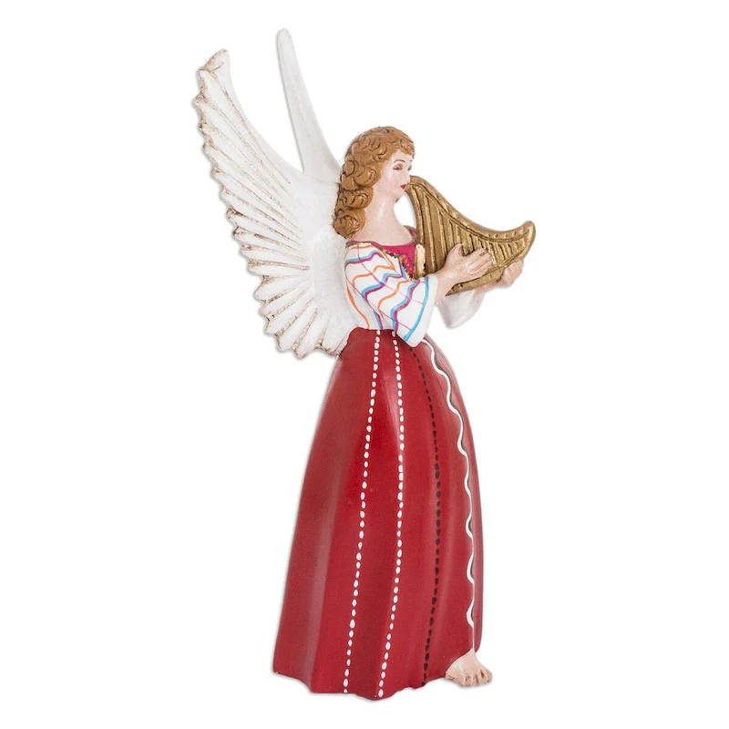 Novica Handmade Petite Santiago Atitlan Ceramic Angel Sculpture