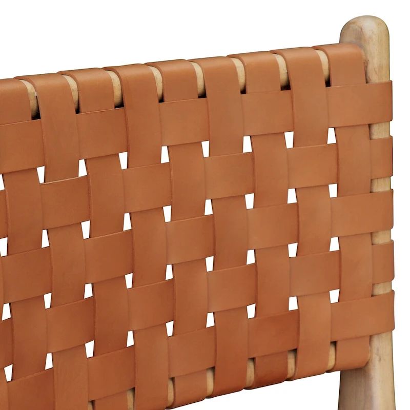 Poly and Bark Banda Teak & Leather Dining Chair - Solid Teak Wood Frame