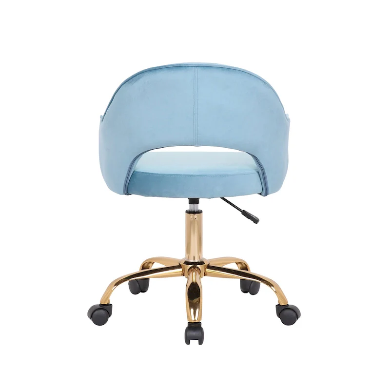 Velvet Swivel Office Chair, Golden Chrome Legs