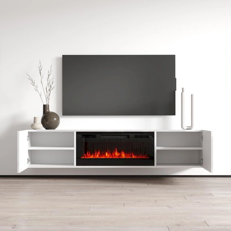 Cali EF Wall Mounted Electric Fireplace Modern 72 TV Stand