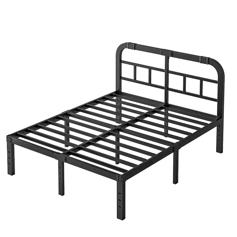 Black Metal Bed Frame with Headboard, 14