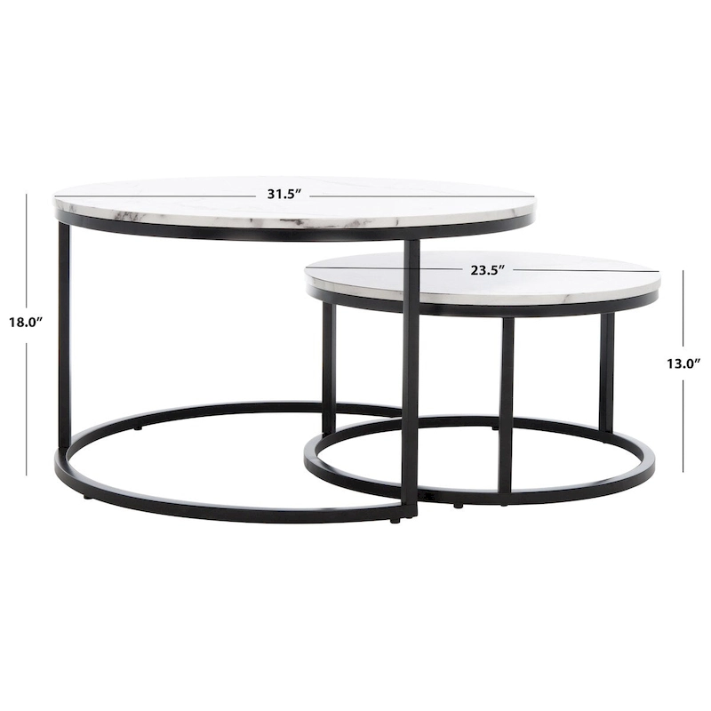 SAFAVIEH Elberta 2 Round Nesting Coffee Table - 43 L x 36 D x 18 H - 32Wx32Dx18H