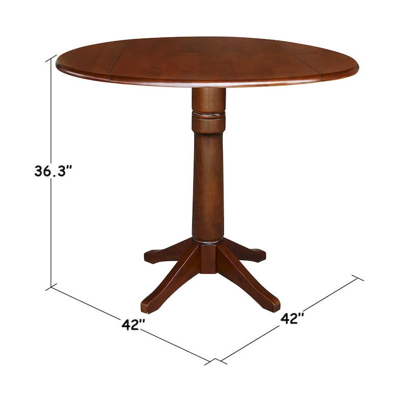 42 Round Dual Drop Leaf Table - Espresso