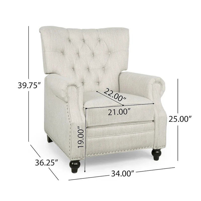 Push Back Recliner, Footrest, Button Back, Nailhead Trim