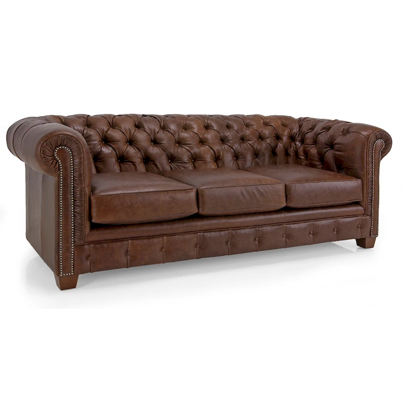 Hancock Tufted Top Grain Italian Leather Chesterfield Sofa - 31 H x 86 W x 40 D