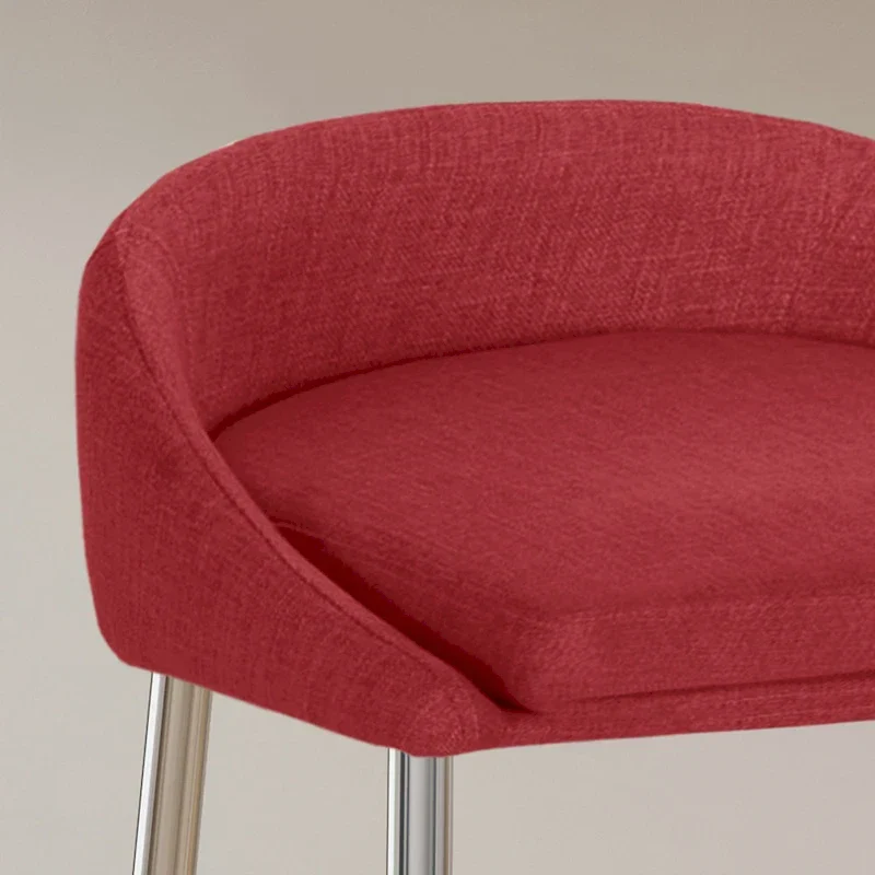 Modern Upholstered Counter Stools with Chrome Legs (Set of 2)