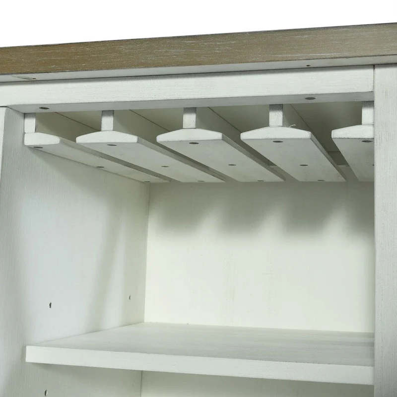 White Two-Tone Server Cabinet with Stemware Rack and Adjustable Shelves