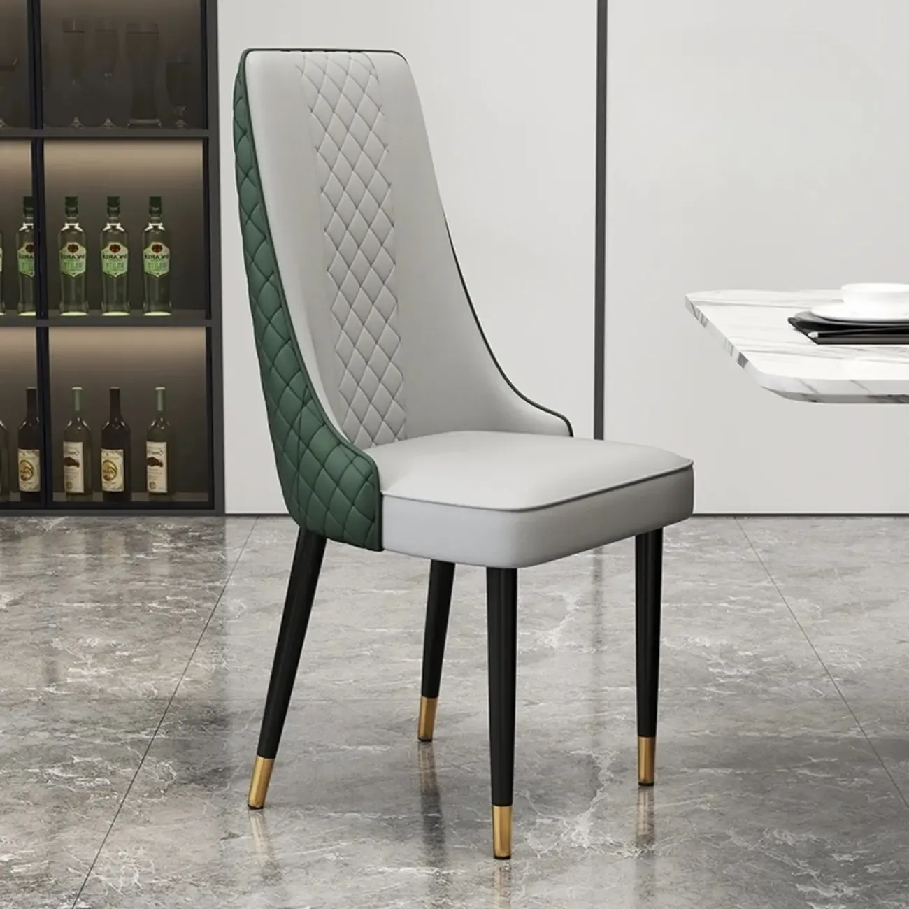Modern Leather Full Back Upholstered Dining Chair