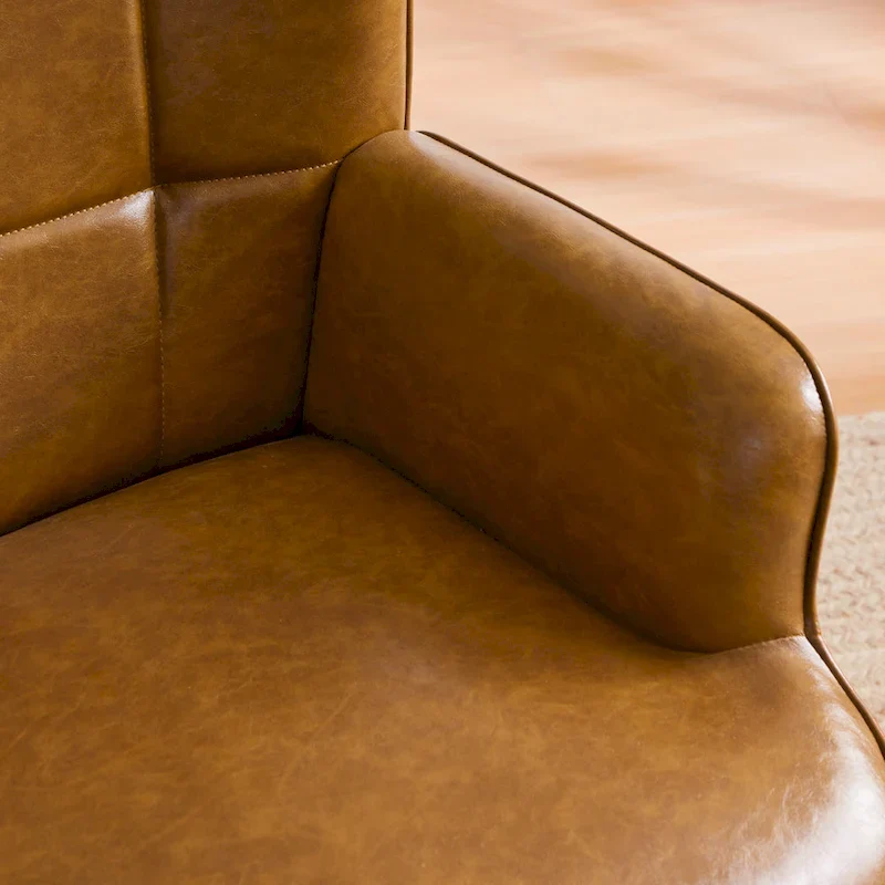 High-back Tufted Accent Chair Set of 2 Cream/ Brown/ Taupe