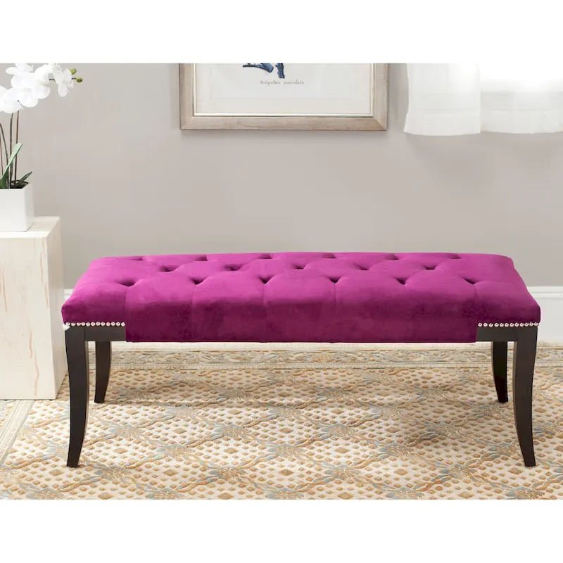 SAFAVIEH Leia Cream Tufted Nailhead Bench - 48Wx20Dx19H