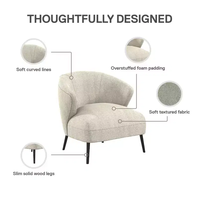 Navy / Tan Upholstered Barrel Accent Chair, Mid-Century Style, Seats 1