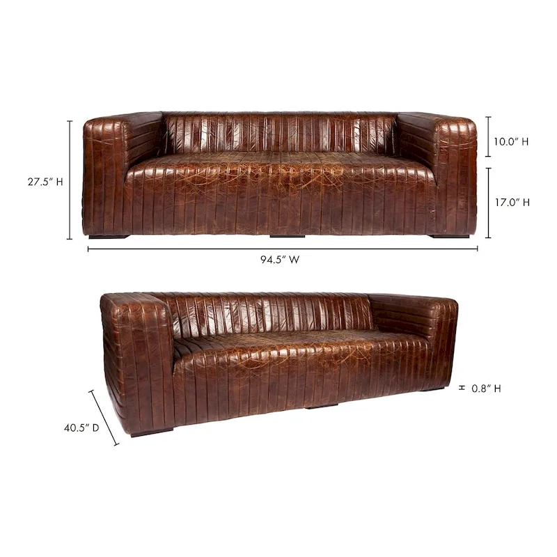 Aurelle Home Caolo Modern Channel-Stitched Leather Sofa