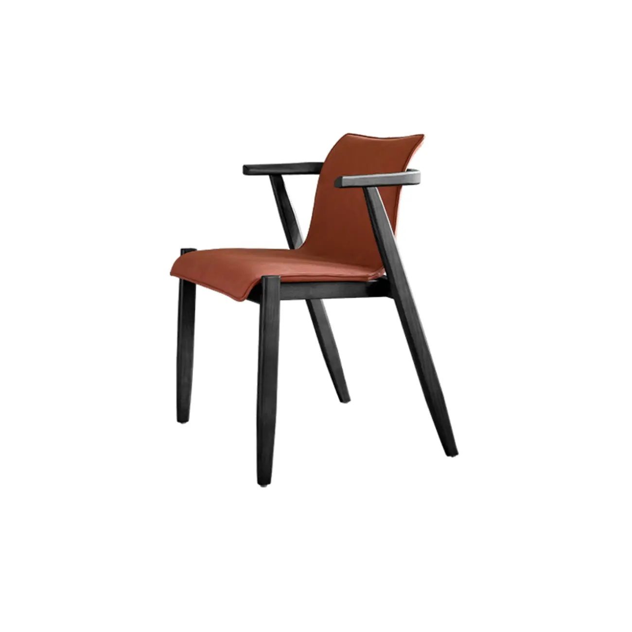 Oak wood Faux Leather Mid-Century Arm Chair