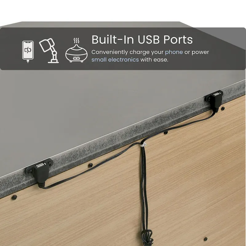 Bel Air Glam 2-Drawer Wood Nightstand with USB Ports by Furniture of America