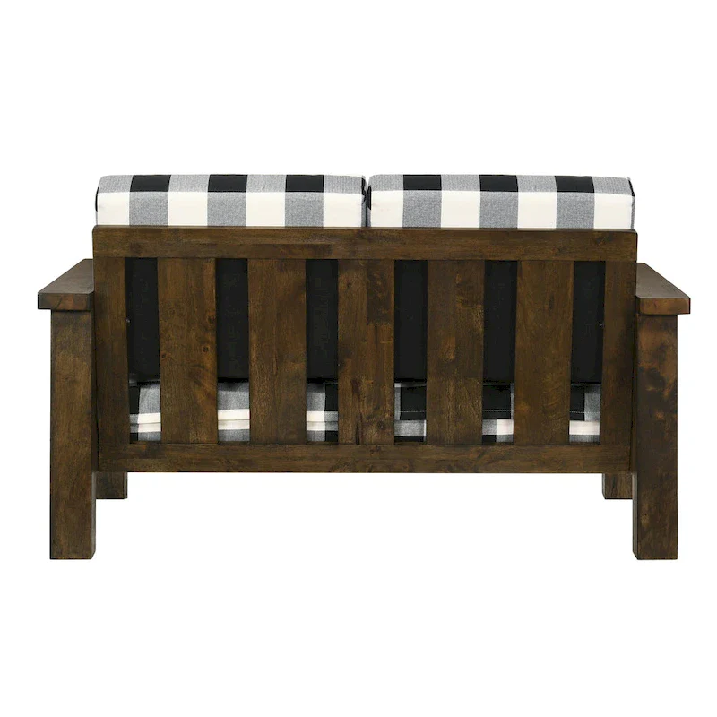 Jimo Traditional Rustic Oak Linen Fabric Loveseat by Furniture of America