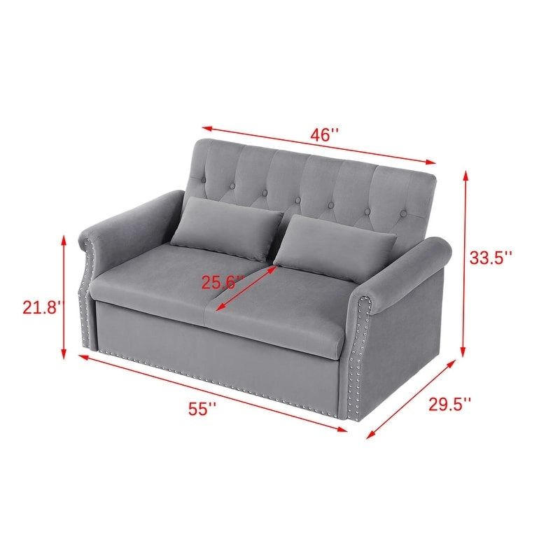 Adjustable Sleeper Sofa with 2 Lumbar Pillows