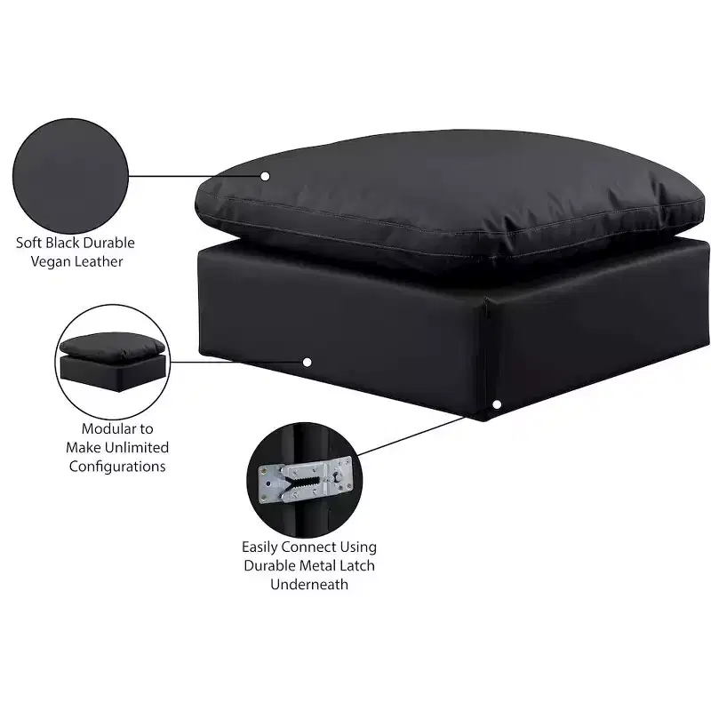 Meridian Furniture,Indulge Vegan Leather Ottoman