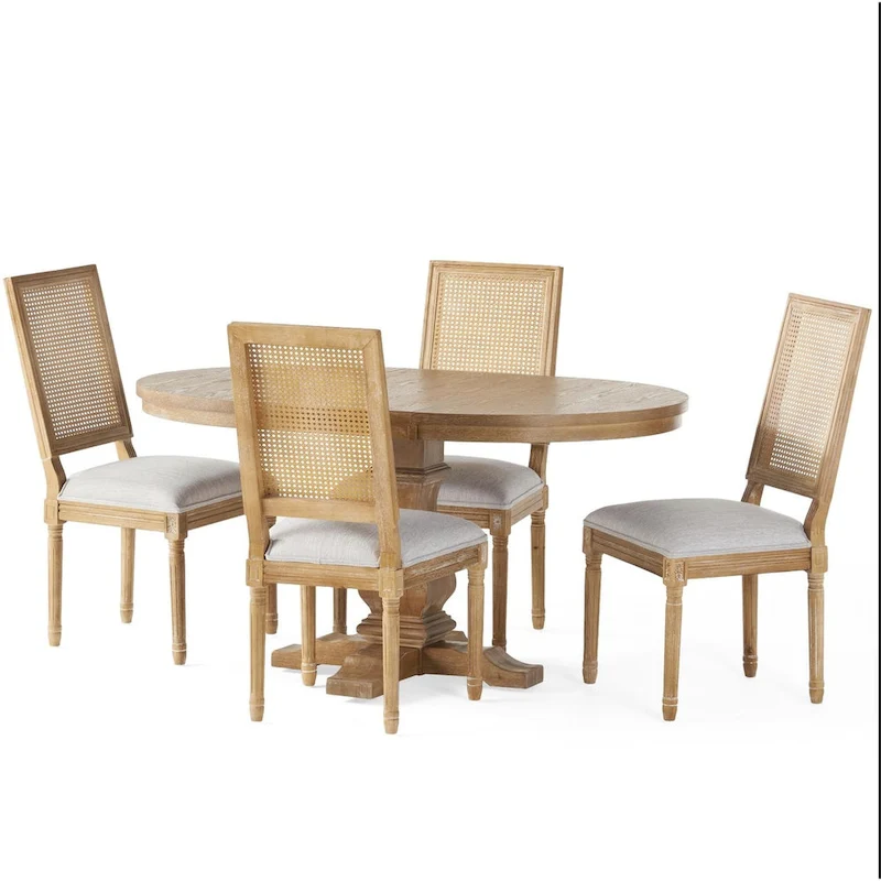 Pampas Wood and Cane Dining Set by Christopher Knight Home