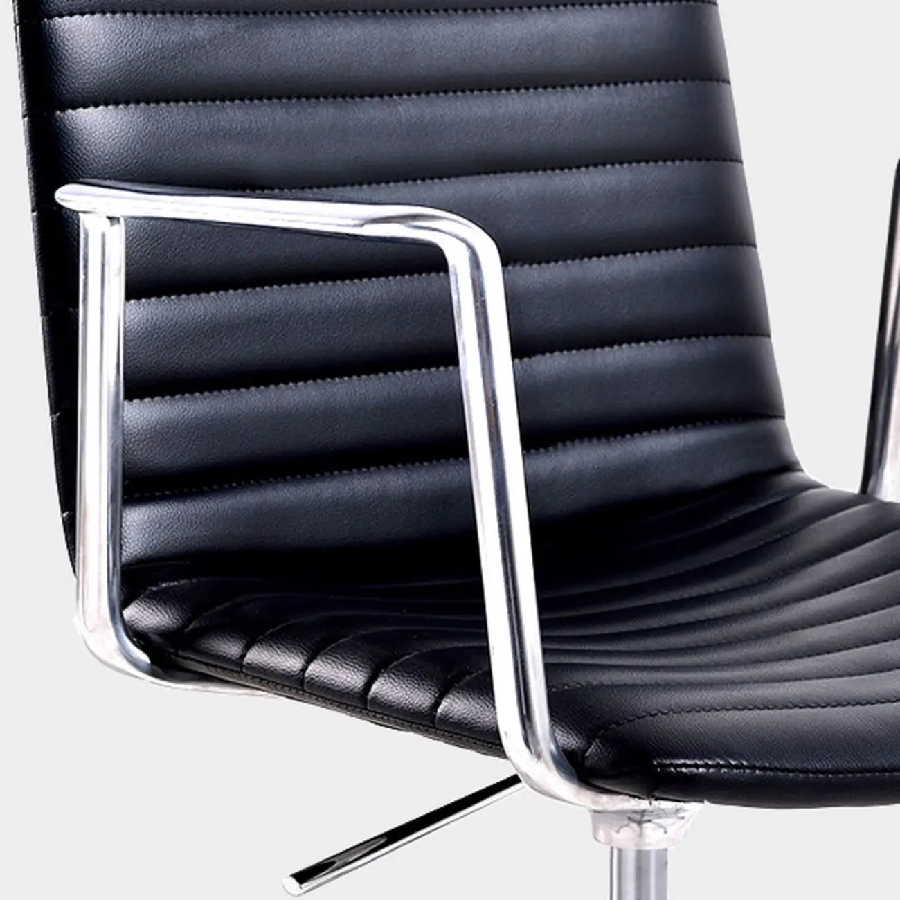 Modern Black Leather Metal Adjustable Swivel Office Chair