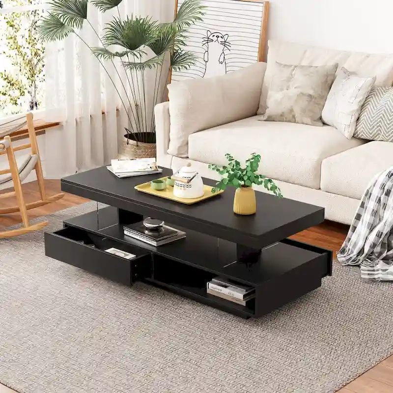 Coffee Table with 2 Drawers and Display Shelves